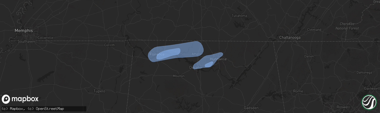 Hail map in Athens, AL on February 15, 2025