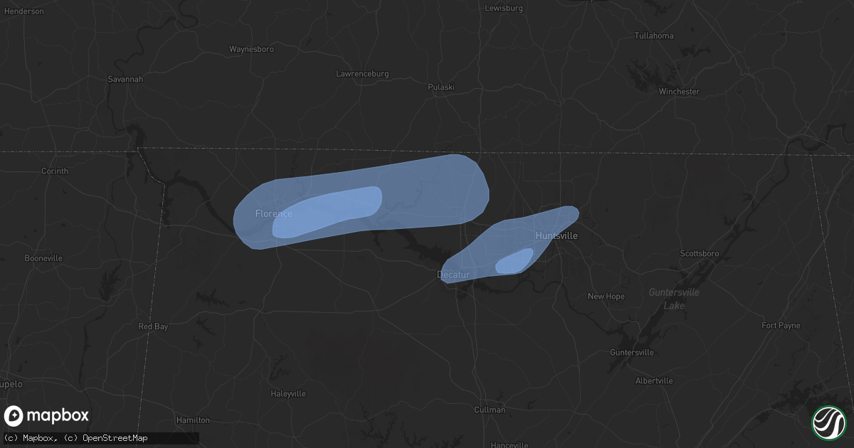 Hail map in Athens, AL on February 15, 2025