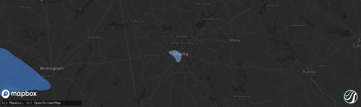 Hail map in Atlanta, GA on February 15, 2025