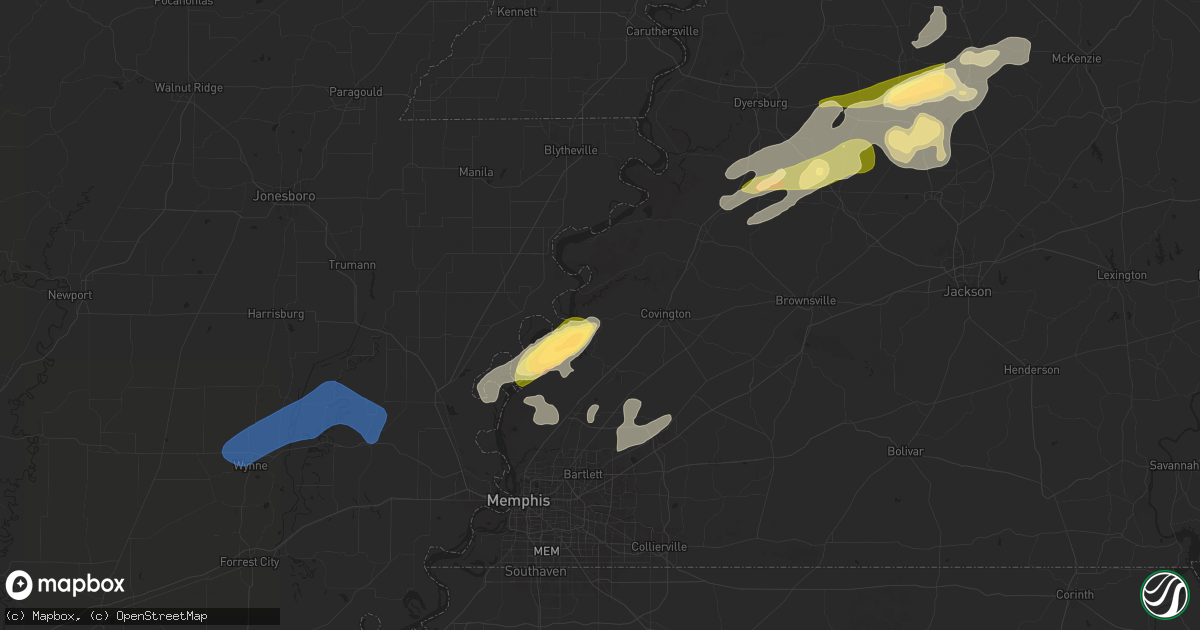 Hail map in Burlison, TN on February 15, 2025