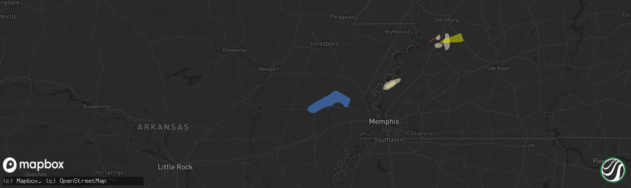 Hail map in Cherry Valley, AR on February 15, 2025