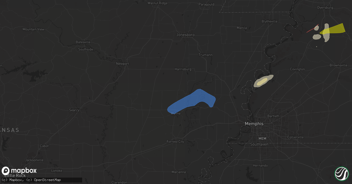 Hail map in Cherry Valley, AR on February 15, 2025