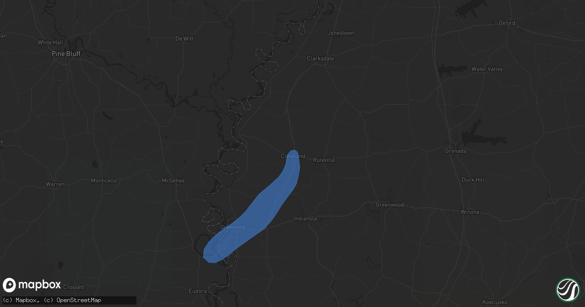 Hail map in Cleveland, MS on February 15, 2025