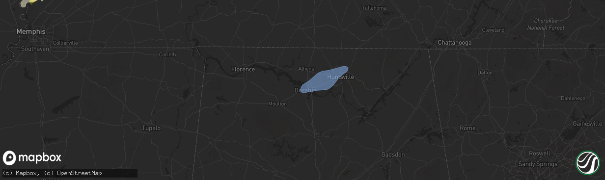 Hail map in Decatur, AL on February 15, 2025