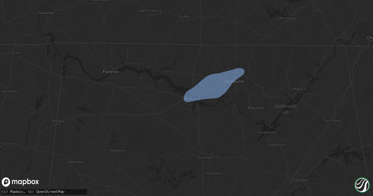 Hail map in Decatur, AL on February 15, 2025