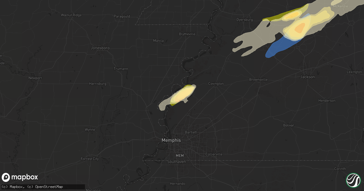 Hail map in Drummonds, TN on February 15, 2025