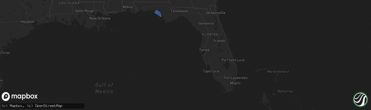 Hail map in Florida on February 15, 2025