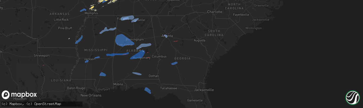 Hail map in Georgia on February 15, 2025