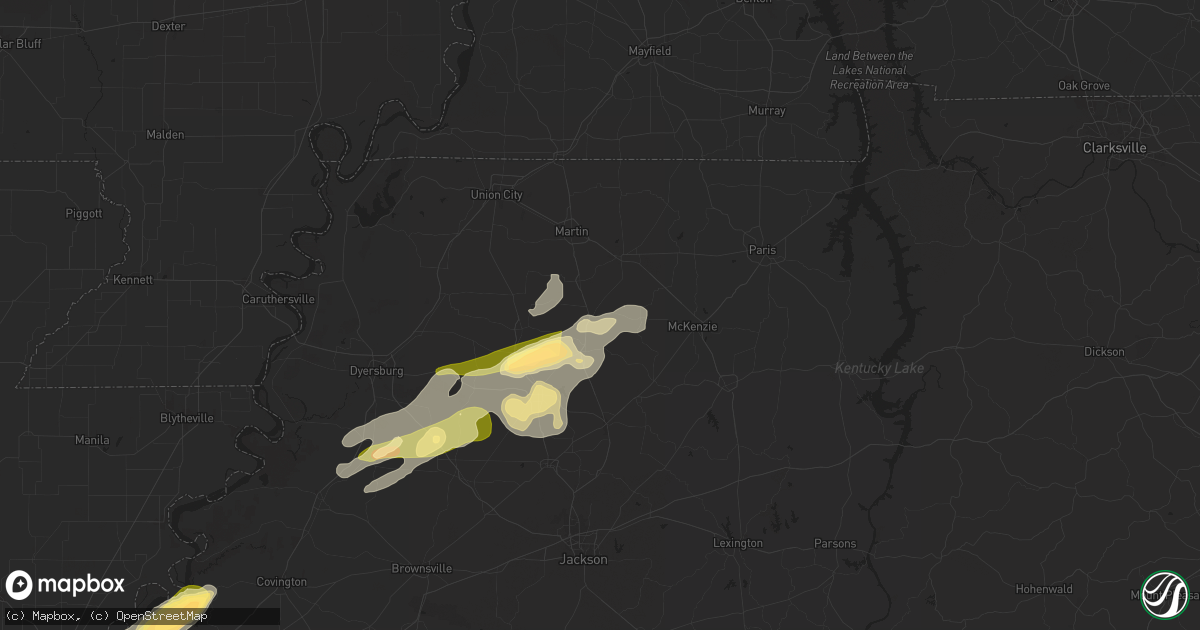 Hail map in Greenfield, TN on February 15, 2025