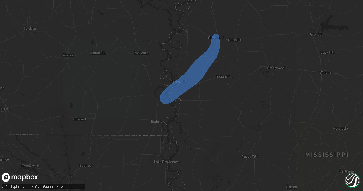 Hail map in Greenville, MS on February 15, 2025