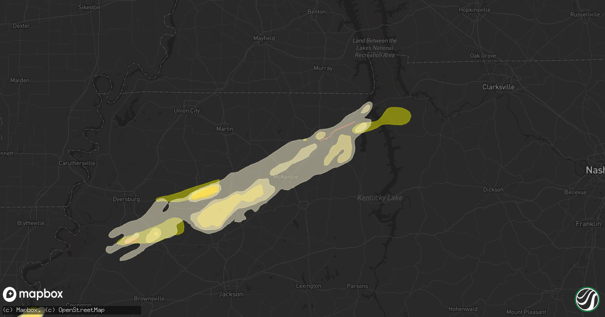 Hail map in Henry, TN on February 15, 2025
