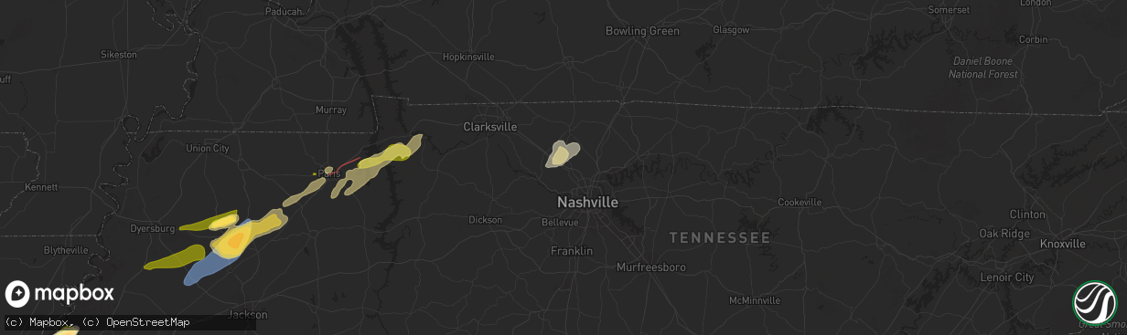 Hail map in Joelton, TN on February 15, 2025