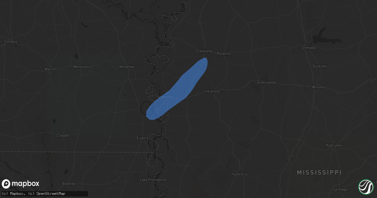 Hail map in Leland, MS on February 15, 2025