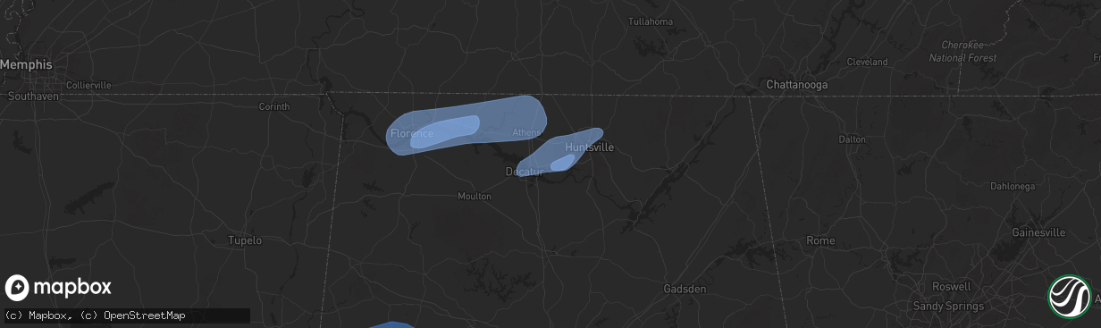 Hail map in Madison, AL on February 15, 2025