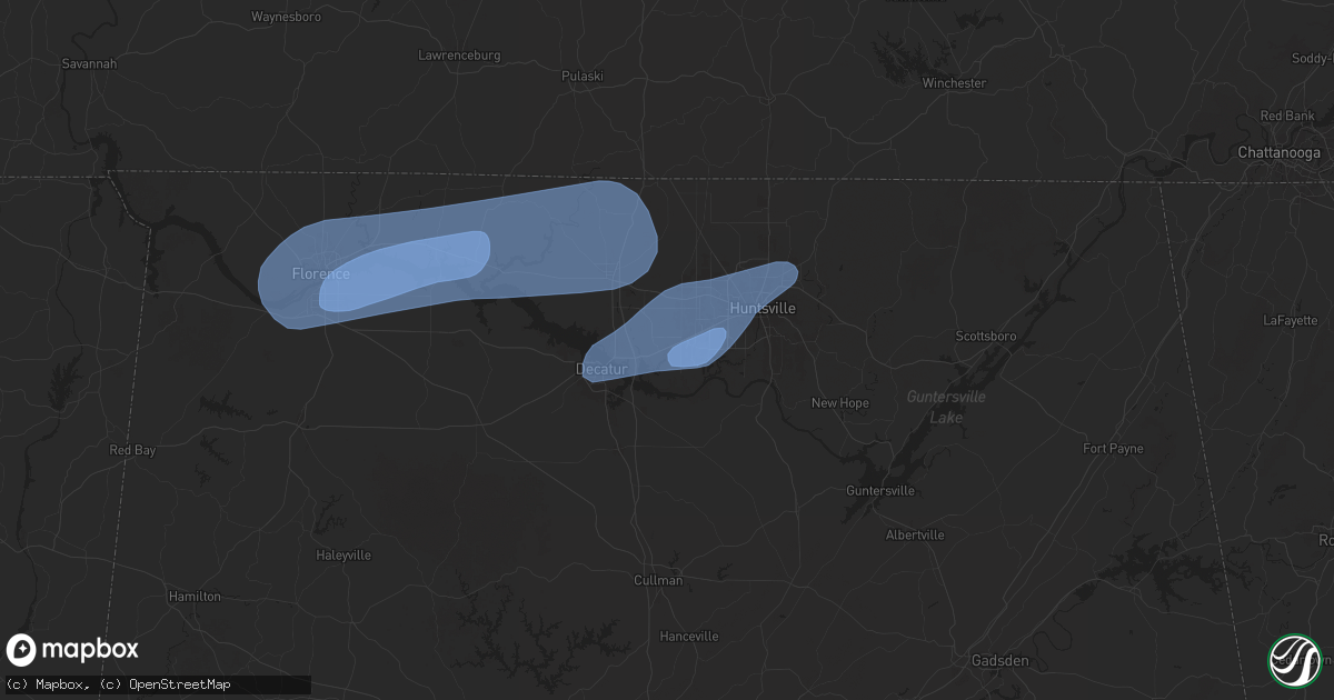 Hail map in Madison, AL on February 15, 2025
