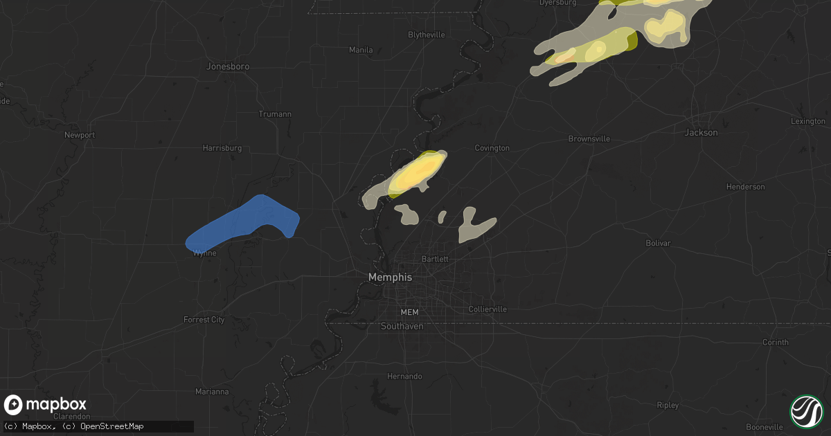 Hail map in Millington, TN on February 15, 2025
