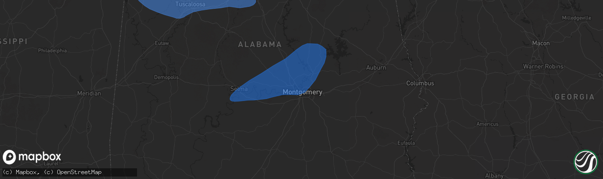 Hail map in Montgomery, AL on February 15, 2025