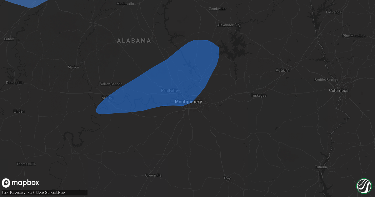 Hail map in Montgomery, AL on February 15, 2025