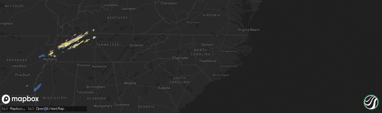 Hail map in North Carolina on February 15, 2025