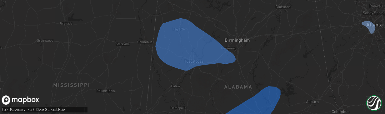 Hail map in Northport, AL on February 15, 2025