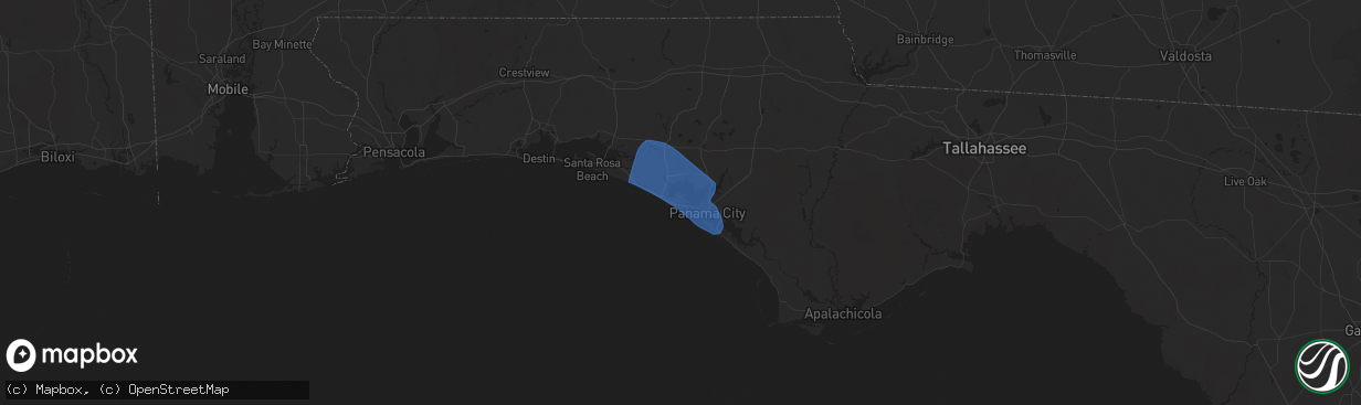 Hail map in Panama City Beach, FL on February 15, 2025