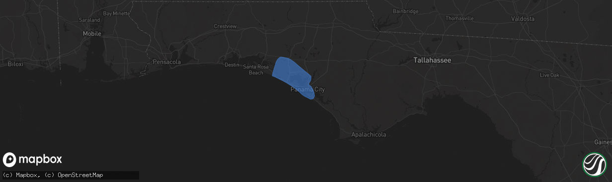 Hail map in Panama City, FL on February 15, 2025