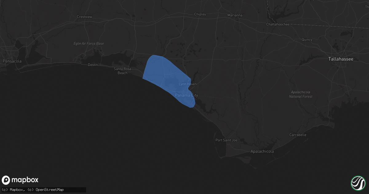 Hail map in Panama City, FL on February 15, 2025