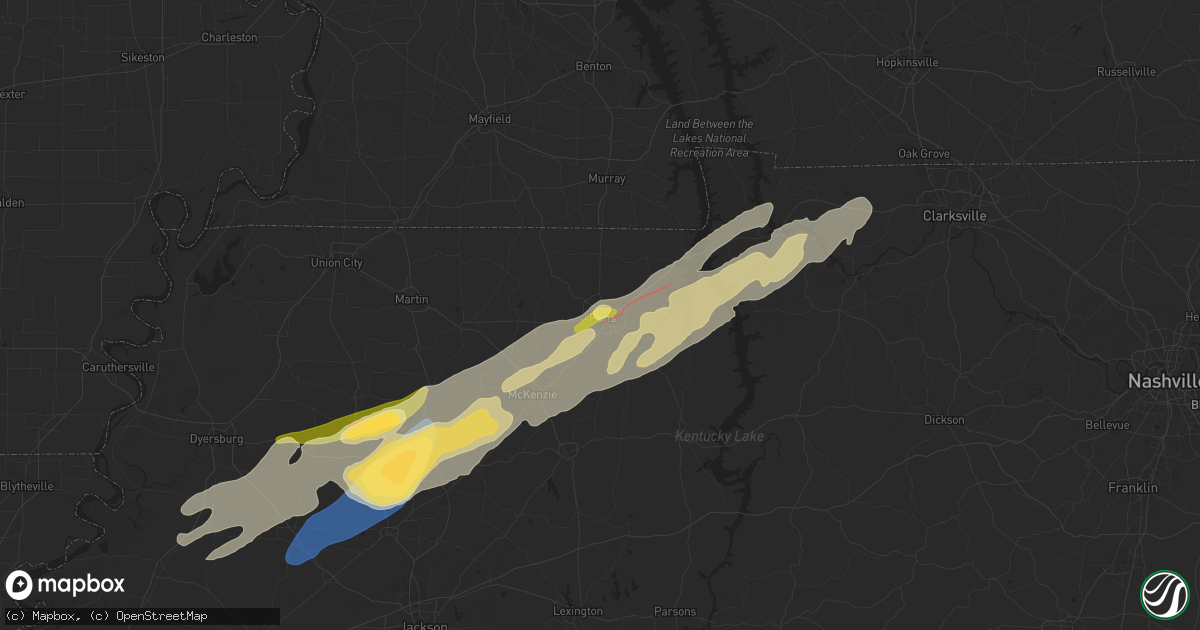 Hail map in Paris, TN on February 15, 2025