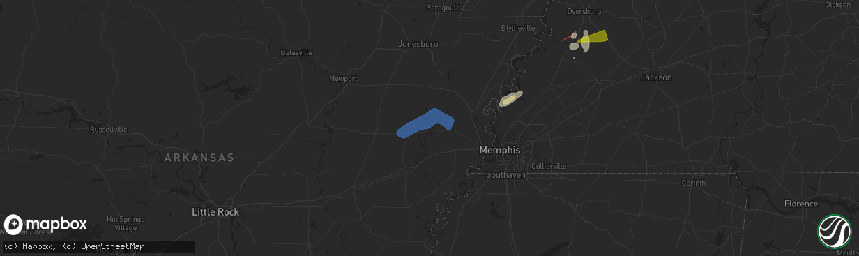 Hail map in Parkin, AR on February 15, 2025