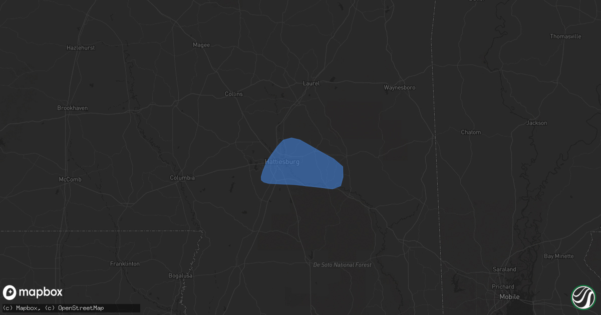 Hail map in Petal, MS on February 15, 2025
