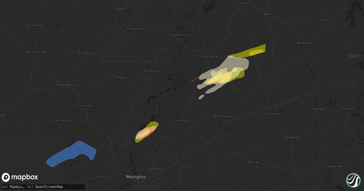 Hail map in Ripley, TN on February 15, 2025