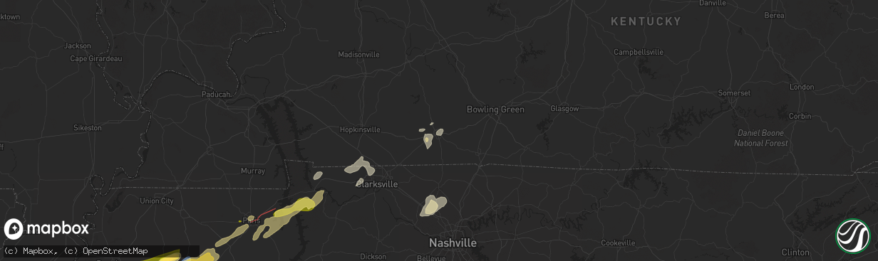 Hail map in Russellville, KY on February 15, 2025