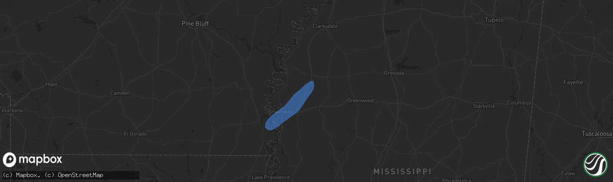 Hail map in Shaw, MS on February 15, 2025