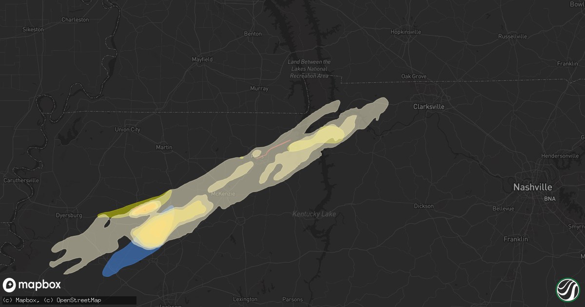 Hail map in Springville, TN on February 15, 2025