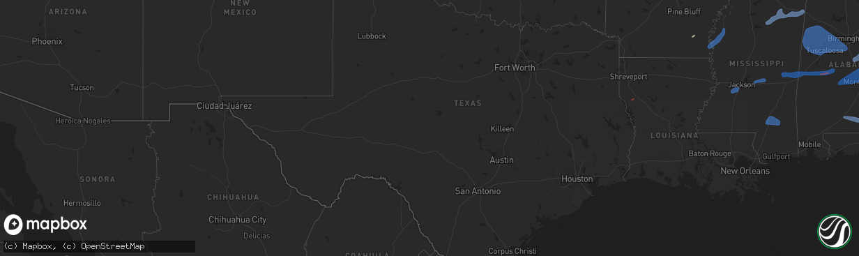 Hail map in Texas on February 15, 2025