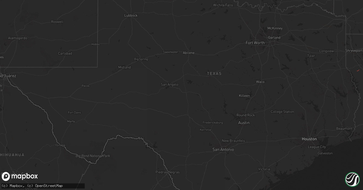 Hail map in Texas on February 15, 2025