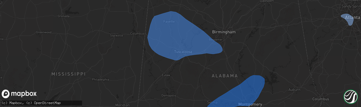 Hail map in Tuscaloosa, AL on February 15, 2025