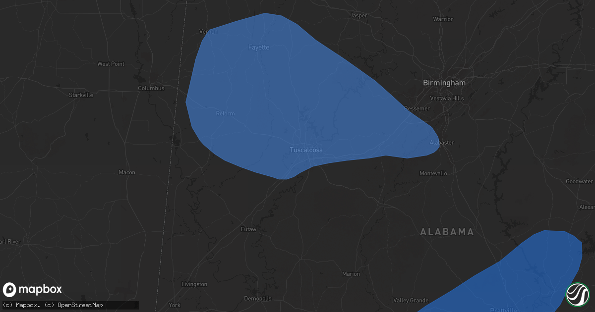 Hail map in Tuscaloosa, AL on February 15, 2025