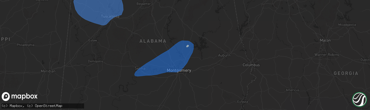 Hail map in Wetumpka, AL on February 15, 2025