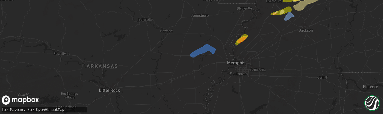 Hail map in Wynne, AR on February 15, 2025