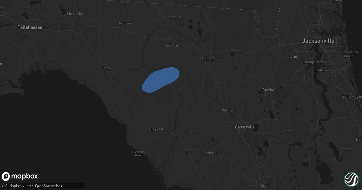 Hail map in Branford, FL on February 15, 2026