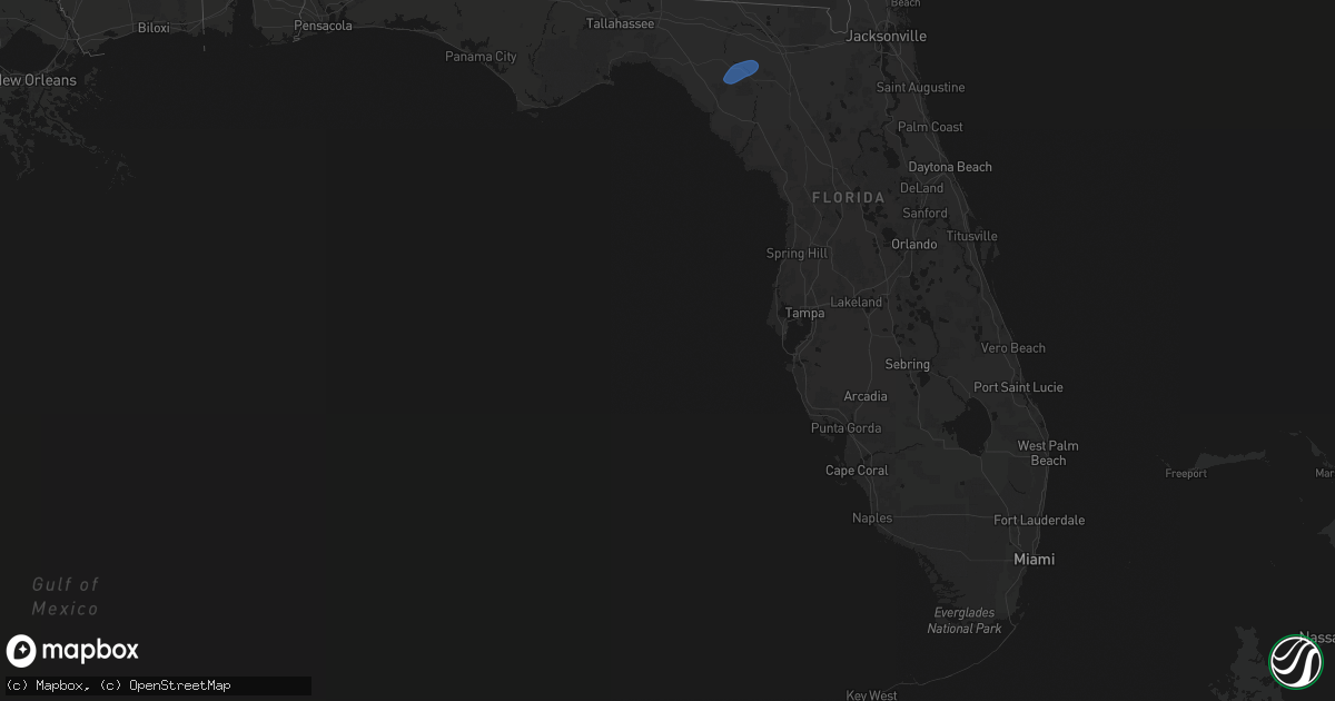 Hail map in Florida on February 15, 2026