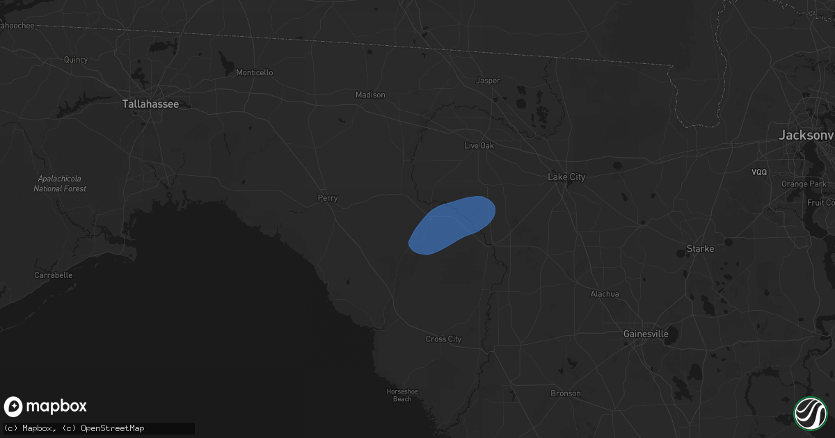 Hail map in Mayo, FL on February 15, 2026
