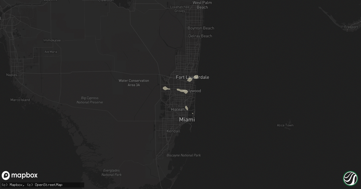 Hail map in Fort Lauderdale, FL on February 16, 2016