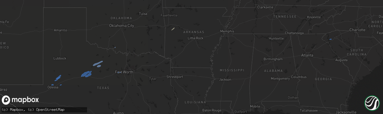 Hail map in Arkansas on February 16, 2022