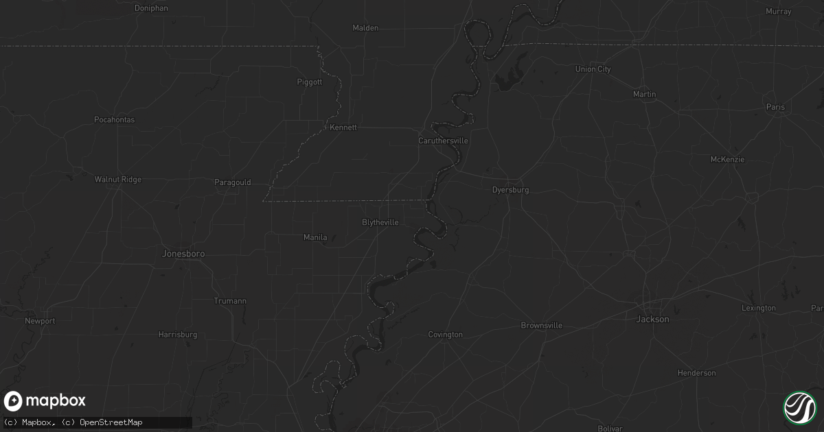 Hail map in Ethridge, TN on February 16, 2023