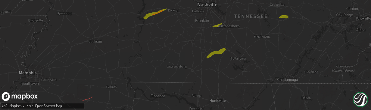 Hail map in Ripley, MS on February 16, 2023
