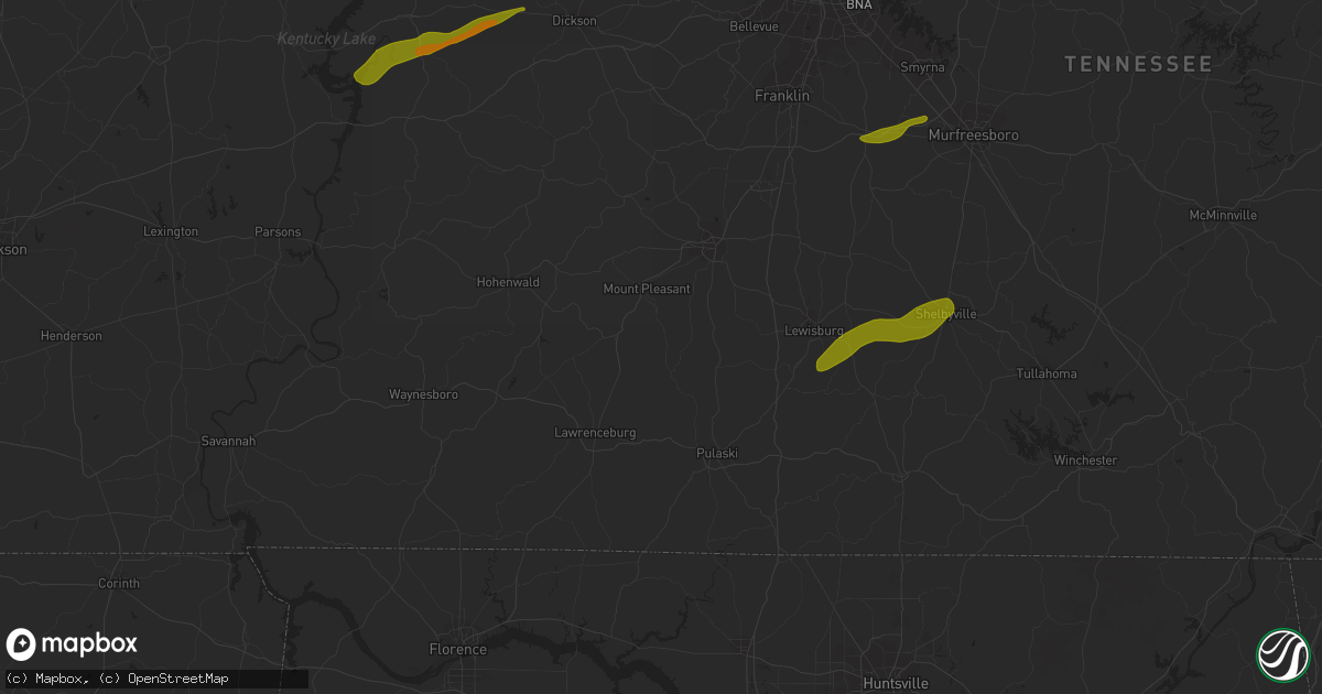 Hail map in Ripley, MS on February 16, 2023