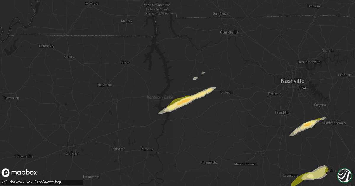 Hail map in Waverly, TN on February 16, 2023