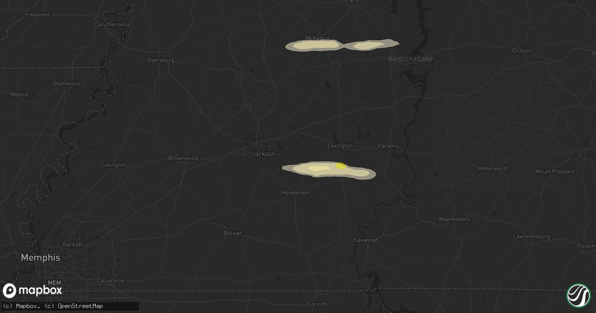 Hail map in Beech Bluff, TN on February 16, 2024
